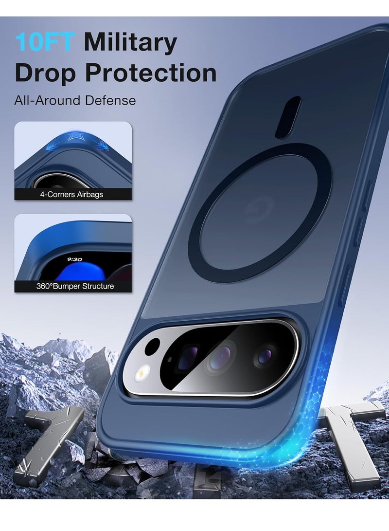 Magnetic Case for Google Pixel 10 Pro XL [Compatible with MagSafe] Shockproof Phone Case with Slim Translucent Matte Hard Back & Soft Black Bumper, Drop Proof Cover (Blue) - Image 5