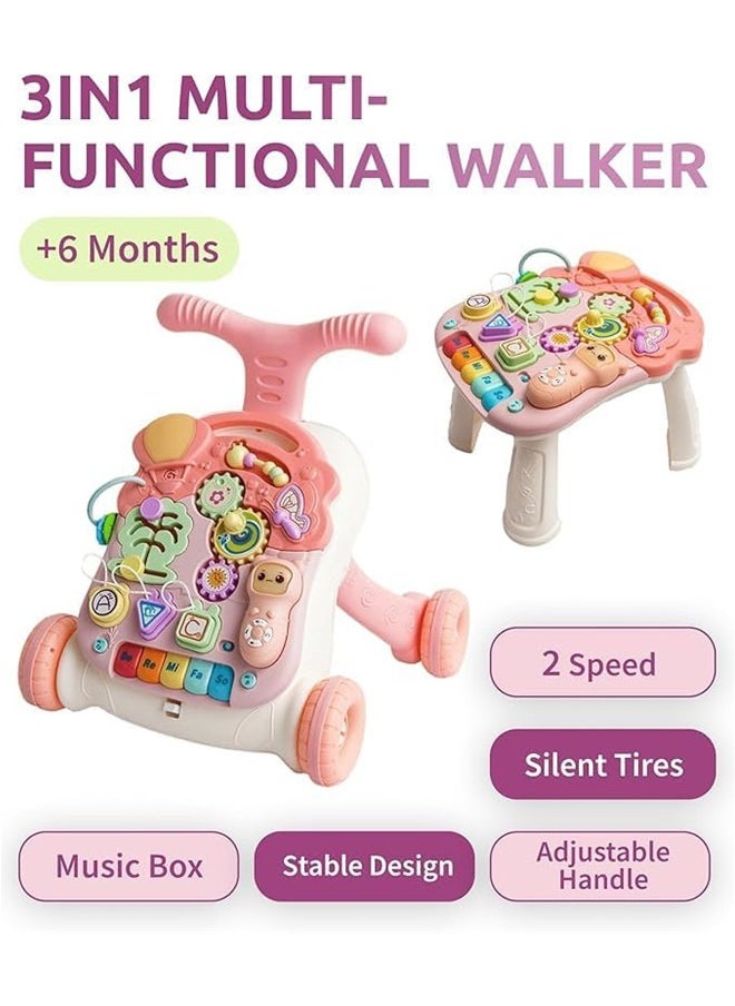 Beauenty 3 In 1 Baby Walker 6 Months and up Girls & Boys -Activity Center with Wheels for Toddlers  - Image 3