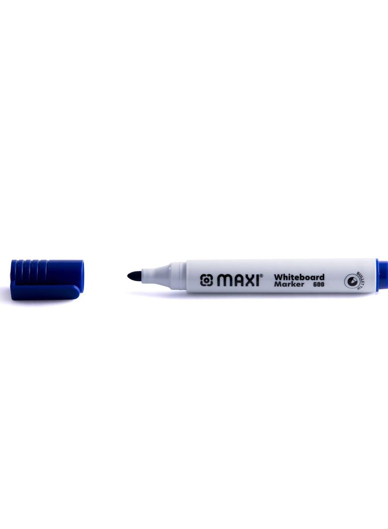 Maxi Maxi whiteboard marker bullettip wallet of4pcs,assorted colours blue,black,red,green, dry erase marker writes clear wipes out instant, 600-4  - Image 5