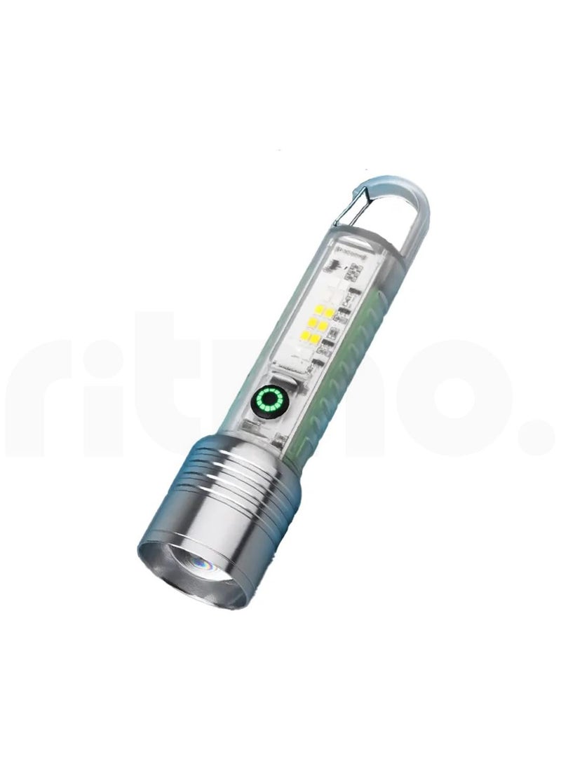 Ritmo Ritmo Flashlight with UV Red Blue Light Mini Portable Rechargeable LED Flash Light 8 Modes USBC Emergency Torch Light Flashlight USB Flashlight Rechargeable LED Torch Light  - Image 1