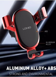 LDNIO Car Phone Holder Car for Air Vent 360 degree Rotate Metal Gravity Sensor Car Air Vent mobile phone Holder Black/Red  - Image 2
