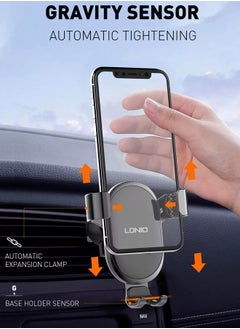 LDNIO Car Phone Holder Car for Air Vent 360 degree Rotate Metal Gravity Sensor Car Air Vent mobile phone Holder Black/Red  - Image 4