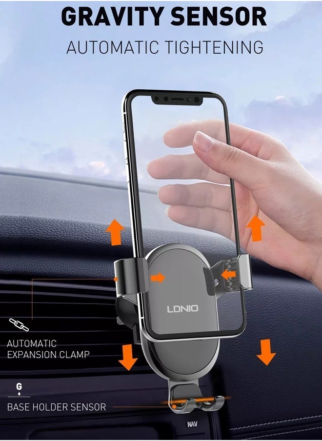 LDNIO Car Phone Holder Car for Air Vent 360 degree Rotate Metal Gravity Sensor Car Air Vent mobile phone Holder Black/Red  - Image 4