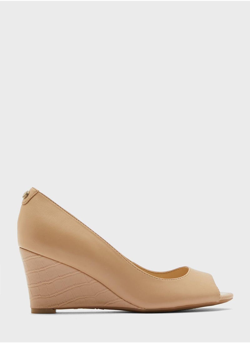 NINE WEST - Cape9X9 Open Toe Mid-Heel Pumps - Image 1