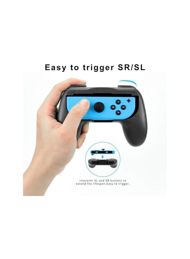 بروماس مقابض وحدة تحكم نينتندو سويتش جويكون 2 حزمة - ملحقات الألعاب جوي كون عصا التحكم المحمولة وحامل جهاز التحكم عن بعد مجموعة جوي كون (أسود + أسود) - Image 3