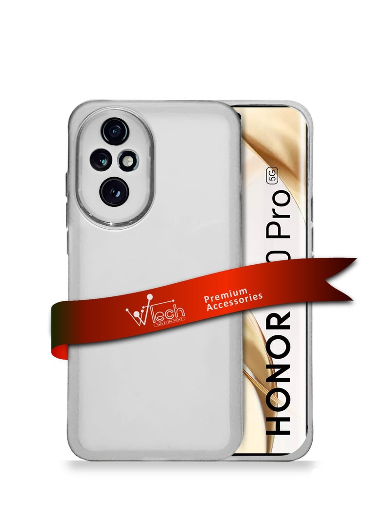 Wtech Honor 200 Pro 5G 2024 Soft Transparent TPU Silicone Ultra Thin Phone Stylish Electroplated Camera Border Back Case Cover - White - Image 1