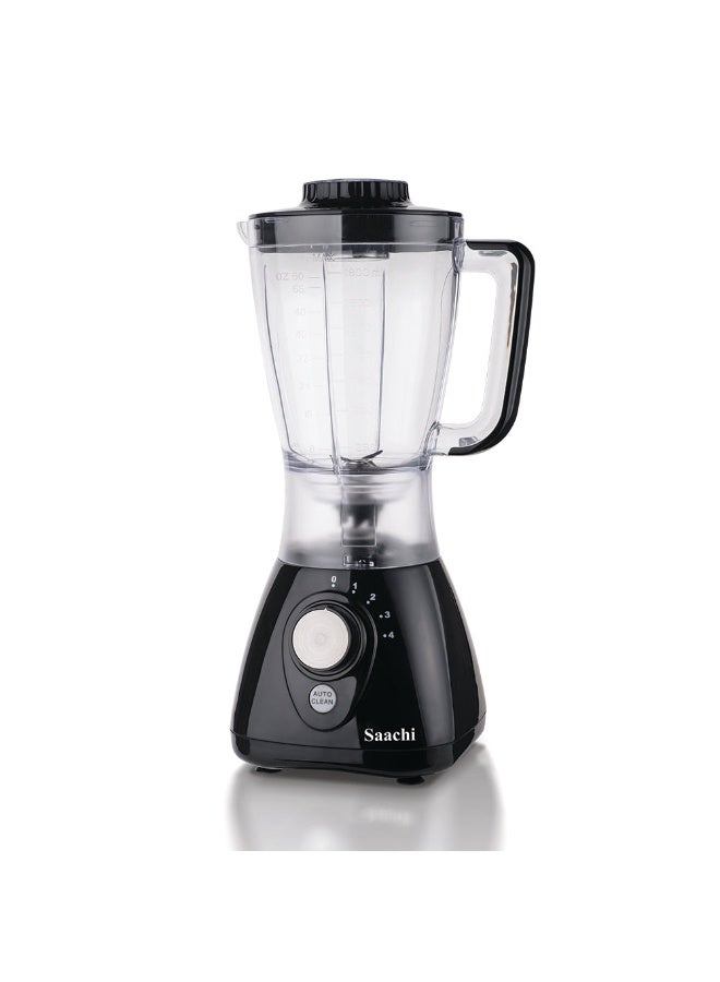 Saachi 3-in-1 Blender NL-BL-4414-BK, 550W, 1.8L Plastic Jar + 1.5L Glass Jar, Grinder Mill, 4-Speed Control, Stainless Steel Blades, Auto Clean, Safety Lock, Multi-Function Blender 1.8 L 550 W NL-BL-4414-BK black - Image 1