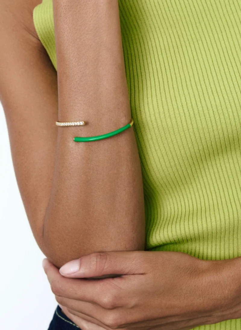 AMIE Dubai  Enamel green open bracelet w/stones for Women | Best Price UAE