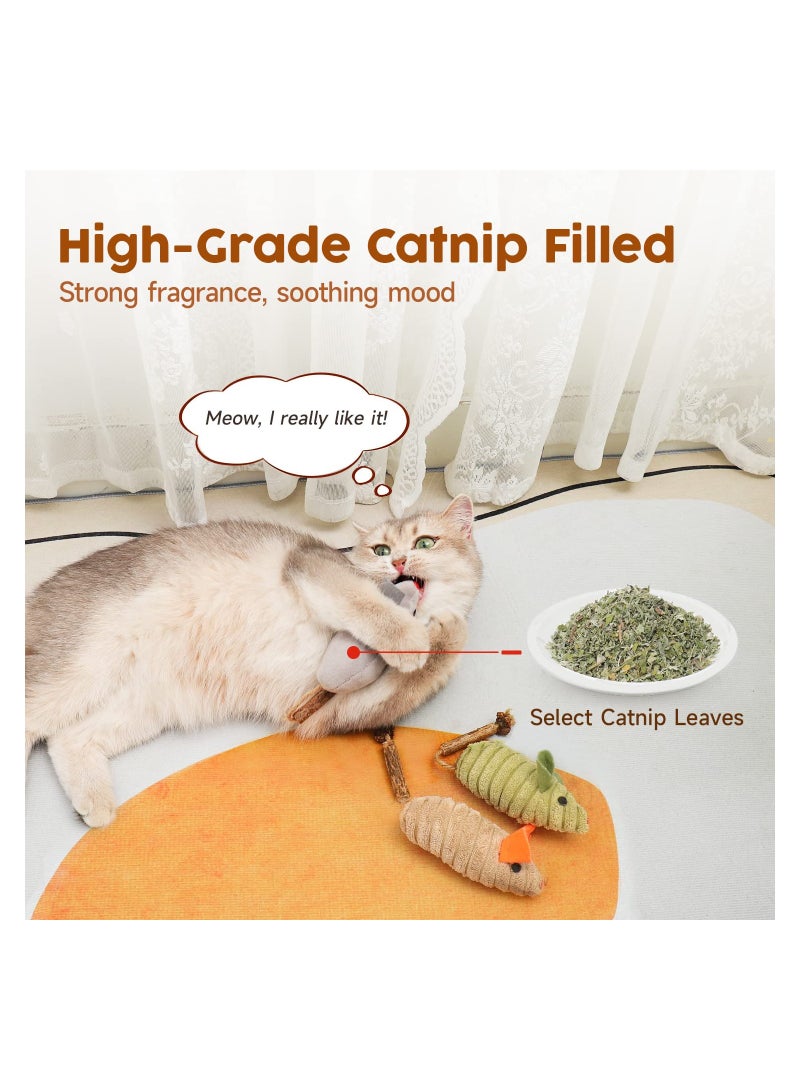 Zikra 3Pcs Catnip Mice Toys, Silvervine Interactive Cat Toy Indoor Cat Exercise Toy Kittens Dental Chew Toy Matatabi Plush Animals Catnip Enrichment Toy Interactive Kitten Play for Exercise - Image 3