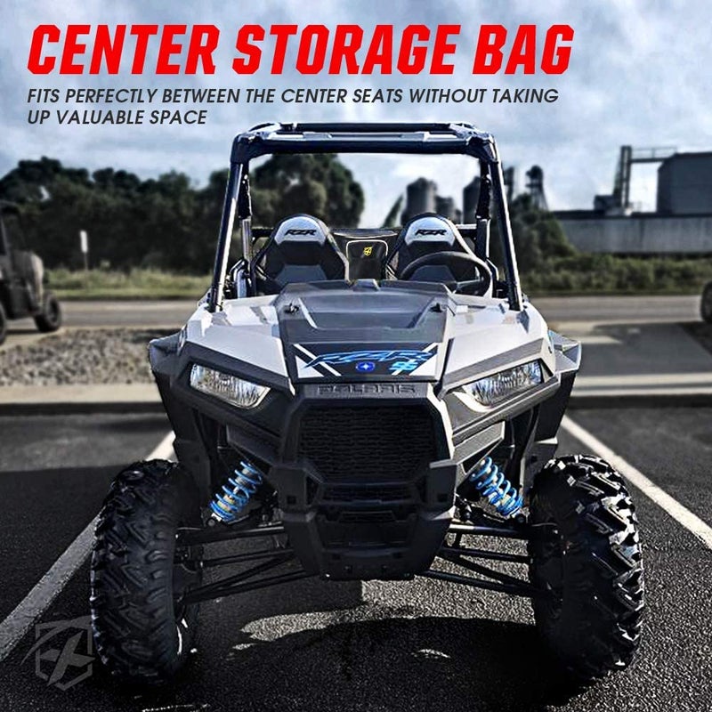 Xprite Xprite UTV RZR Center Seat Storage Bag Compatible with 2008-2021 Polaris Razor 570 800 S 900 1000 XP Turbo, w/Water Resistant Zippers Offroad Cab Pack Pocket - Red  - Image 4