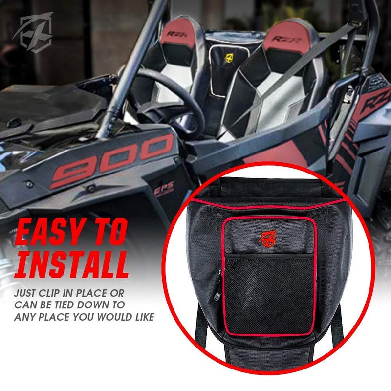Xprite Xprite UTV RZR Center Seat Storage Bag Compatible with 2008-2021 Polaris Razor 570 800 S 900 1000 XP Turbo, w/Water Resistant Zippers Offroad Cab Pack Pocket - Red  - Image 5