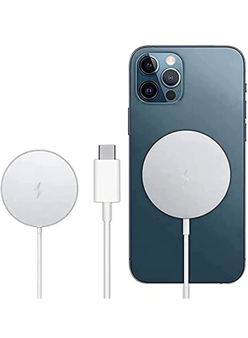 شاحن لاسلكي مغناطيسي، شحن لاسلكي سريع 15 واط متوافق مع شاحن ماج-سيف لهواتف آيفون 12/12 برو/12 برو ماكس/12 ميني/آيفون 13/13 ميني/13 برو/13 برو ماكس/آيفون 14/14 بلس/14 برو/14 برو ماكس - Image 1