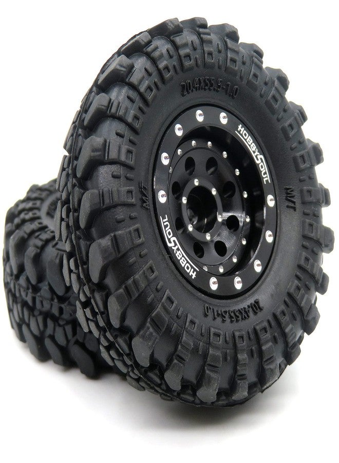 hobbysoul عجلات وإطارات HOBBYSOUL Heavy RC 1.0 مُركبة مسبقًا، إطارات بمقياس 1/24 وعجلات Beadlock قابلة للتعديل بمقياس 1.0 باللون الأسود لسيارات الزحف التي تعمل بالتحكم عن بعد بمقياس 1:24 من نوع Axial SCX24 (عبوة من 4 قطع، مُجمعة). - Image 5