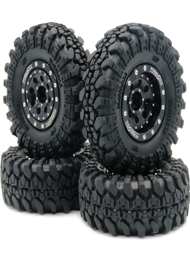 hobbysoul عجلات وإطارات HOBBYSOUL Heavy RC 1.0 مُركبة مسبقًا، إطارات بمقياس 1/24 وعجلات Beadlock قابلة للتعديل بمقياس 1.0 باللون الأسود لسيارات الزحف التي تعمل بالتحكم عن بعد بمقياس 1:24 من نوع Axial SCX24 (عبوة من 4 قطع، مُجمعة). - Image 1