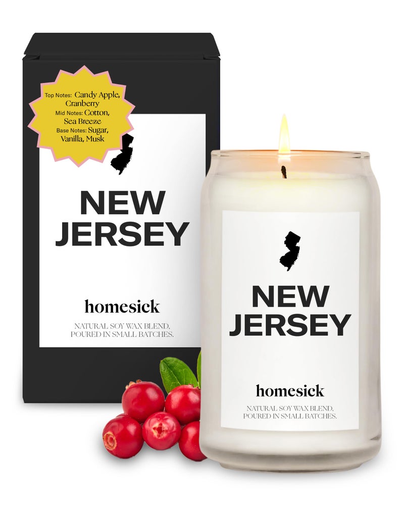 Homesick Scented Candles for Home New Jersey  1375 oz LongLasting Soy Wax Jar Candle for Women  Men for All Occasions 6080 Hours Burn Time  Notes of Candy Apple  Cranberry