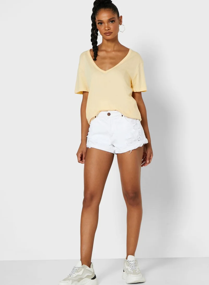FOREVER 21 V-Neck Plunge T-Shirt