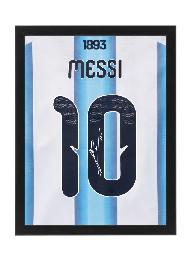 Lionel Messi Argentina Jersey #10 World Cup 2026 with Printed Autograph Framed Poster 30x40cm , Soccer Memorabilia Gift for Football Fans