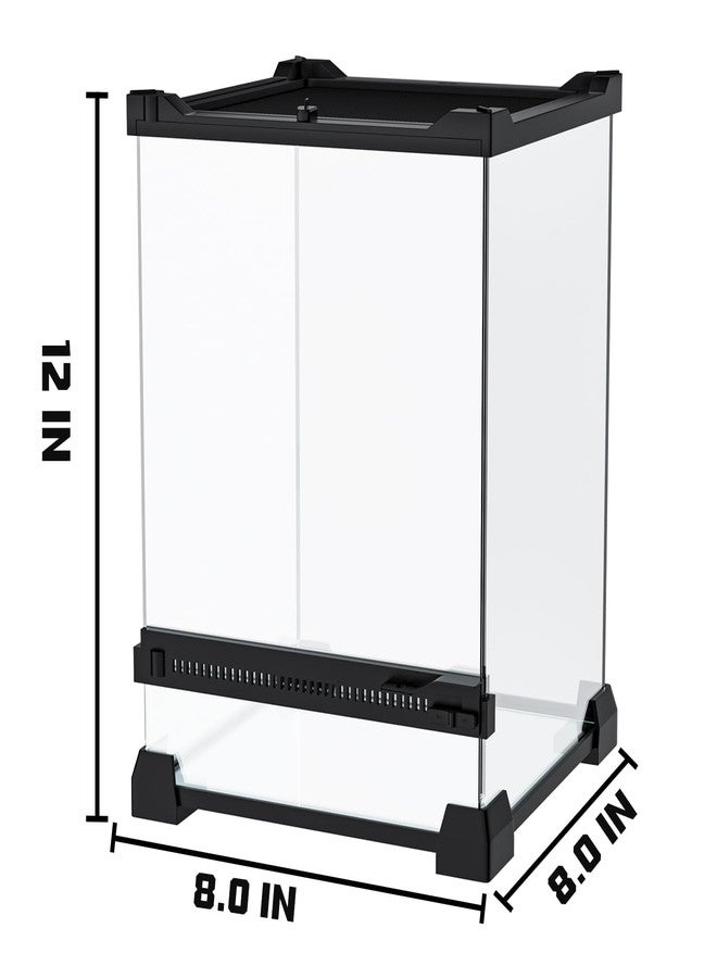 LURMMUE Reptile Terrarium 8"x8"x12" Mini, Front-Opening Glass Tank with Mesh Lid & Lock, 360° Glass Enclosure for Small Reptiles, Frogs, Tarantulas, Jumping Spiders & Geckos - Image 3