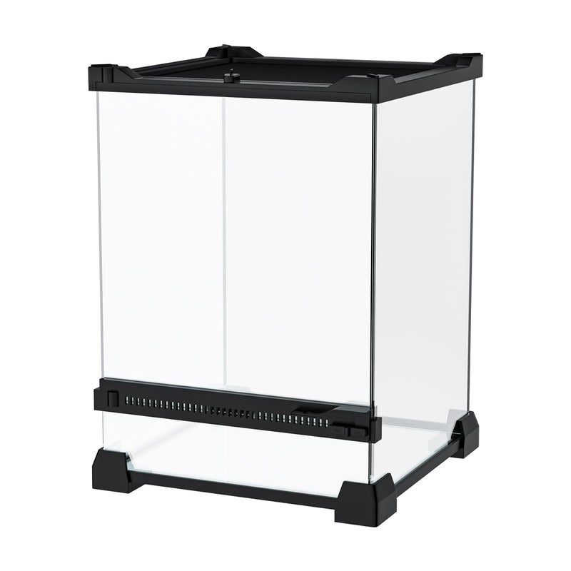 LURMMUE Reptile Terrarium 8"x8"x12" Mini, Front-Opening Glass Tank with Mesh Lid & Lock, 360° Glass Enclosure for Small Reptiles, Frogs, Tarantulas, Jumping Spiders & Geckos - Image 1