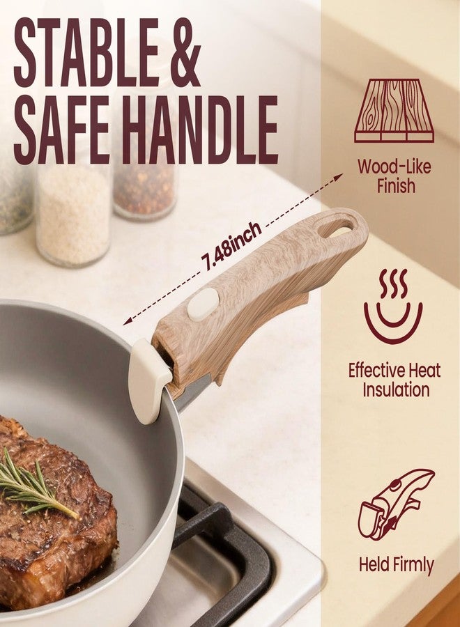 deepredcoast Removable Pot Handle 2pack, Heat-Resistant and Anti-Slip Replacement Handles, One-Touch Switch Pot Handle, Suitable for 0.1“-0.2” Thick Pots and Frying Pans, Wood Color - Image 2