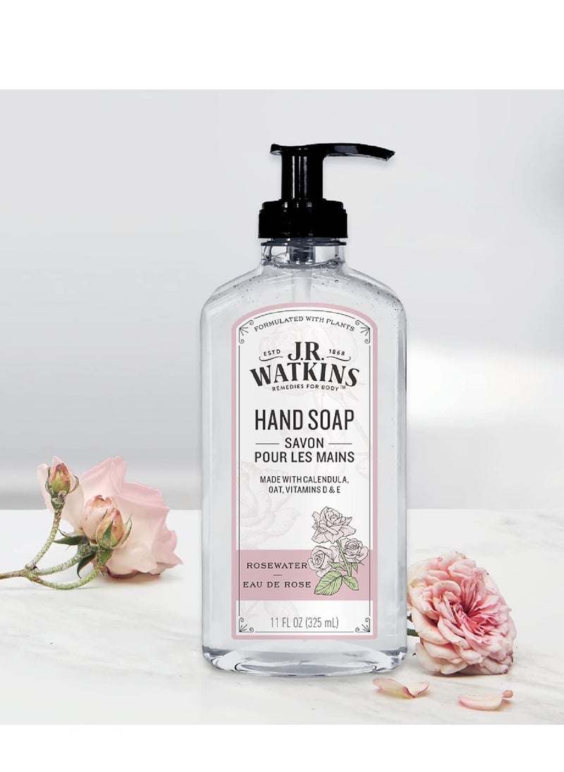 J.R.WATKINS J.R. Watkins Gel Hand Soap With Dispenser, Moisturizing Hand Wash, All Natural, Alcohol-Free, Cruelty-Free, USA Made, Rosewater, 11 Fl Oz (Pack of 3)  - Image 2