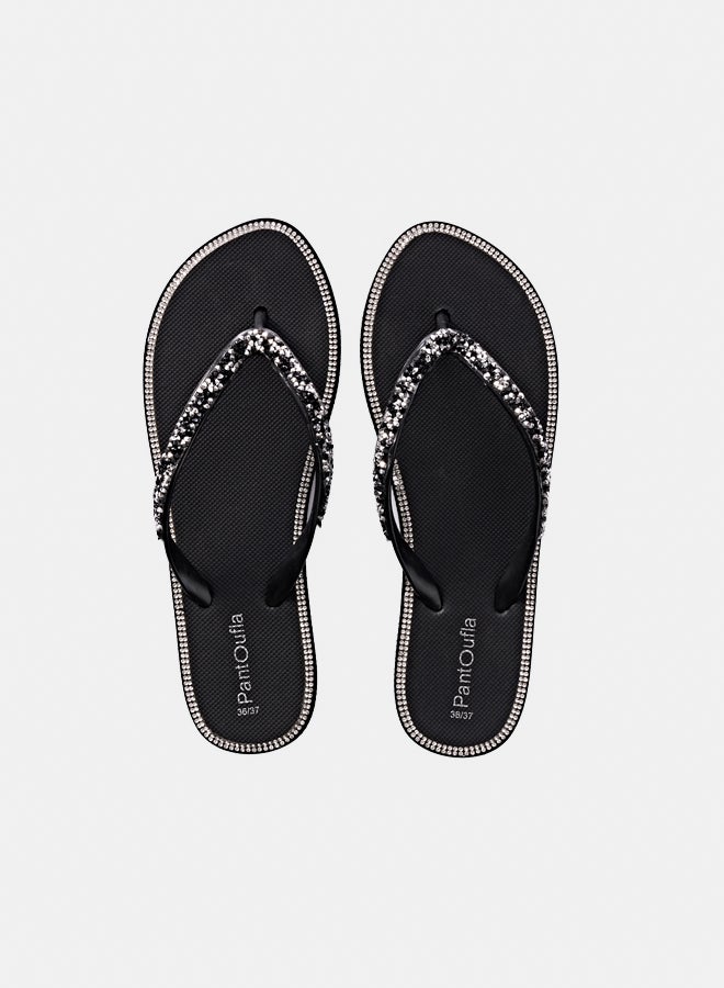 Pantoufla Summer Flipflop Sparkly Black - Image 1