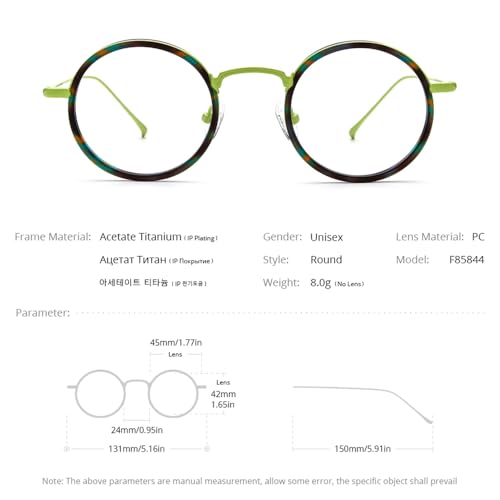 FONEX Acetate Titanium Glasses Frame Men 2024 New Round Eyeglasses Spectacles Eyewear F85844 (F85844 Black) - Image 3