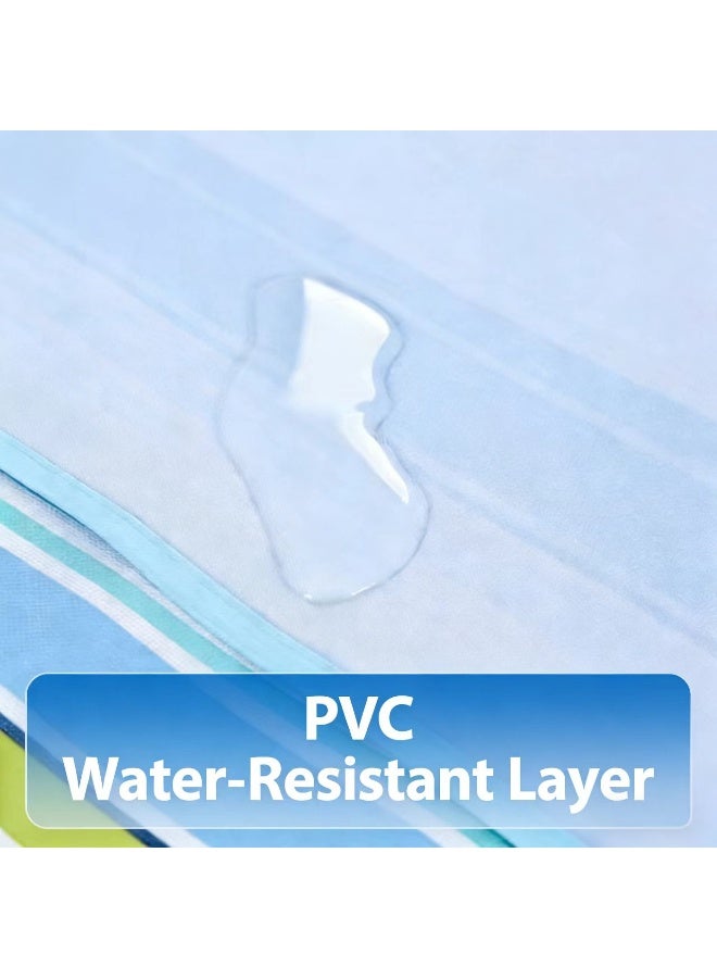 بطانية نزهة كبيرة الحجم 200x145 سم، حصيرة نزهة قابلة للطي وخفيفة الوزن، حصيرة نزهة خارجية، بطانية نزهة مقاومة للماء ، بطانية شاطئ مقاومة للماء، حصيرة شاطئ محمولة، مناسبة للتخييم في الربيع والصيف، الشاطئ، والحديقة (خطوط زرقاء) - Image 3