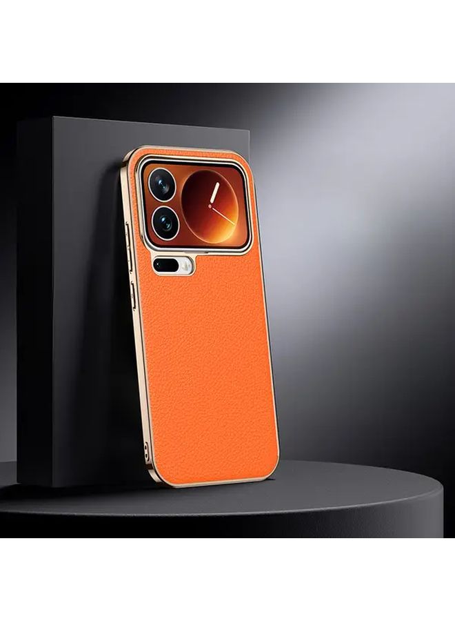 White Gold Plated Top Grain Cowhide Case For Xiaomi 17 - Image 3