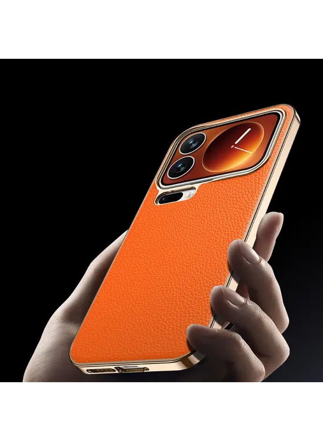 White Gold Plated Top Grain Cowhide Case For Xiaomi 17 - Image 5