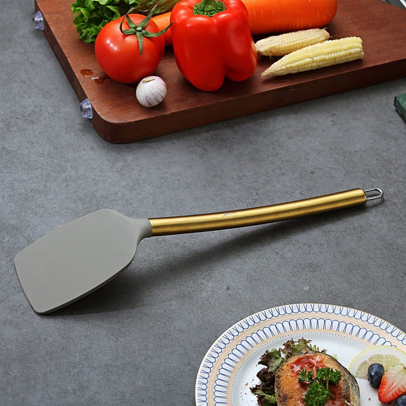 Berglander Gold Spatulas  Berglander Non-stick Silicone Solid Turner Titanium Gold Plating handle Barbecue Spatulas Turner For Cooking  Kitchen Spatulas  Dishwasher Safe  Easy to Clean - Image 3