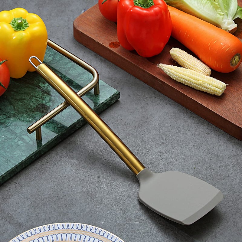 Berglander Gold Spatulas  Berglander Non-stick Silicone Solid Turner Titanium Gold Plating handle Barbecue Spatulas Turner For Cooking  Kitchen Spatulas  Dishwasher Safe  Easy to Clean - Image 2
