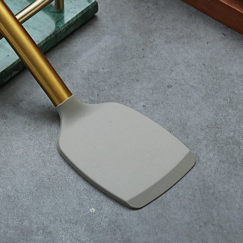 Berglander Gold Spatulas  Berglander Non-stick Silicone Solid Turner Titanium Gold Plating handle Barbecue Spatulas Turner For Cooking  Kitchen Spatulas  Dishwasher Safe  Easy to Clean - Image 4