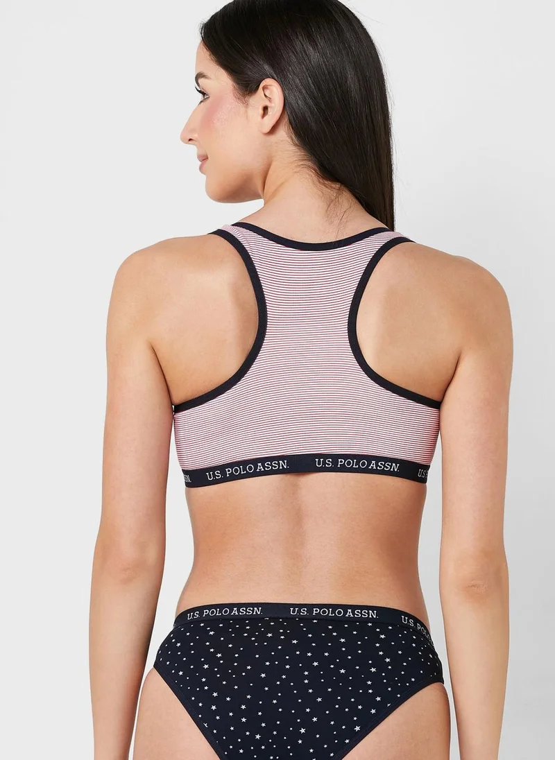 U.S. Polo Assn. Striped Bra Sets
