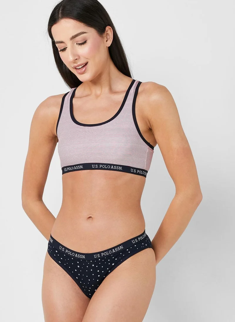 U.S. Polo Assn. Striped Bra Sets