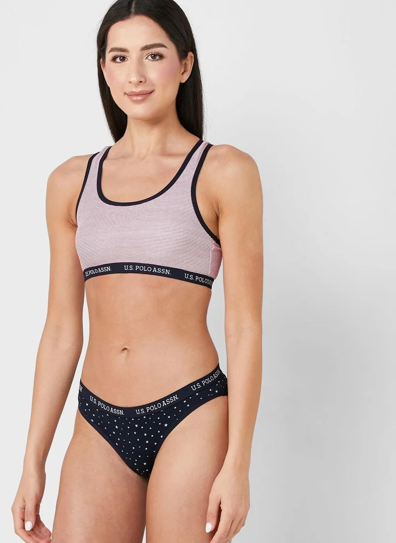 U.S. Polo Assn. Striped Bra Sets