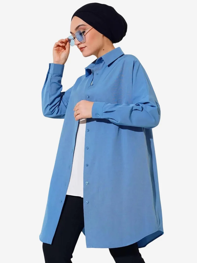 بيغ دارت قميص طويل من البوبلين بأزرار