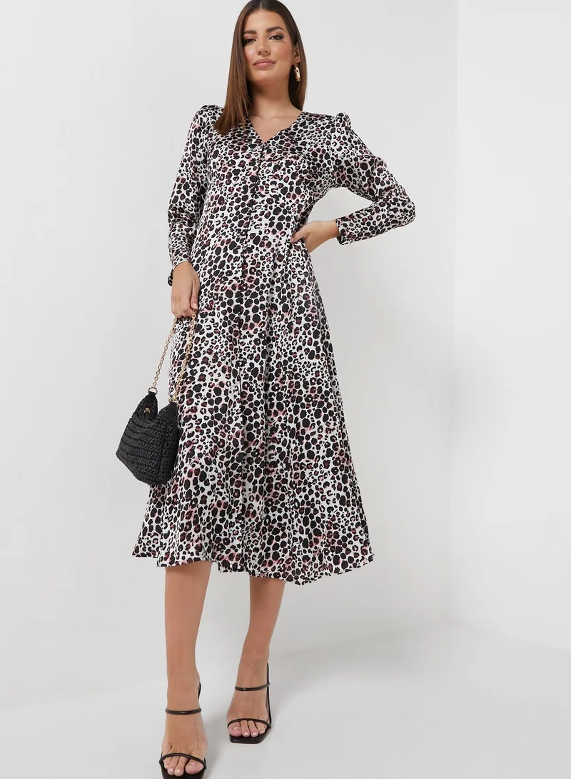 NASTY GAL Sweetheart Neck Printed Dress