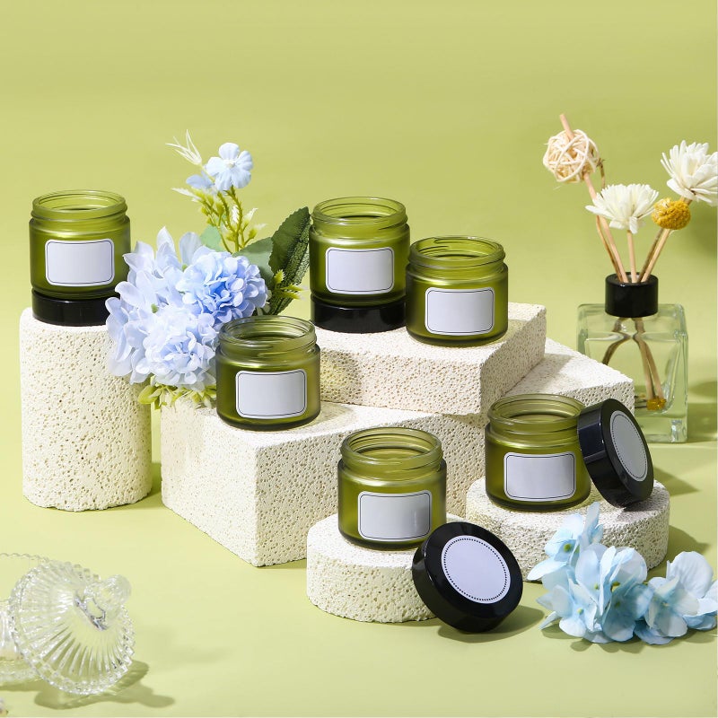 Layhit 60 Pcs 2 oz Glass Jars with Lids Bulk, Small Jars Containers Travel Storage Jar with Inner Liners Labels for Candle Scrubs, Lotions, Cream, Lip Balm (Green,Black Lid) - Image 5