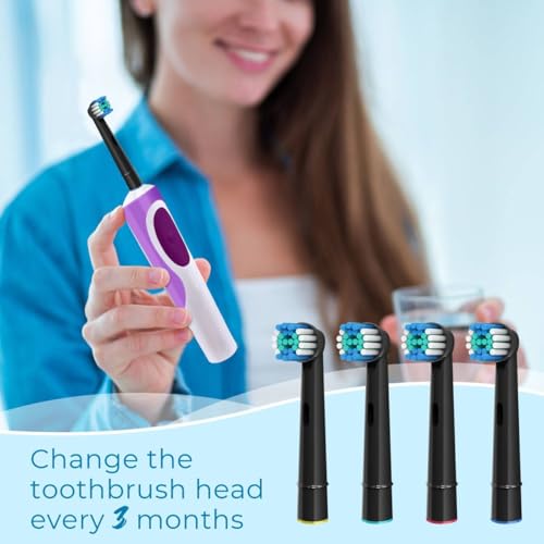 FIRIK Replacement Toothbrush Heads, Compatible with Oral B Braun, 16 Pcs Professional Electric Brush Heads for Oral B Braun Replacement Heads Refill, Black - Image 3