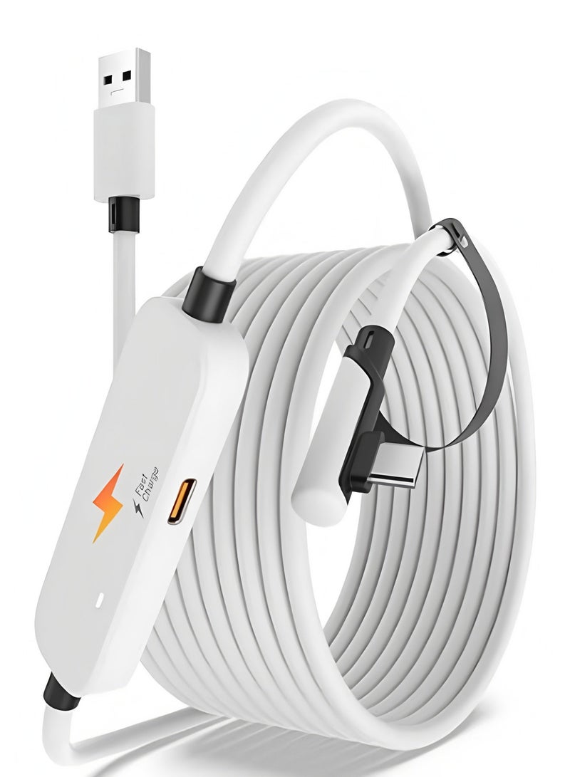 أبلينم كابل توصيل بطول 16 قدمًا مع منفذ شحن، متوافق مع ملحقات Meta Quest 3S/Quest 3/Oculus Quest 2، كابل USB 3.0 مزود بمنفذ شحن إضافي، للكمبيوتر الشخصي/SteamVR وللعب لفترات طويلة - Image 1