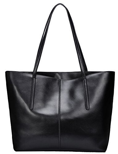 Covelin Womens Handbag Genuine Leather Tote Shoulder Bags Soft Hot Black