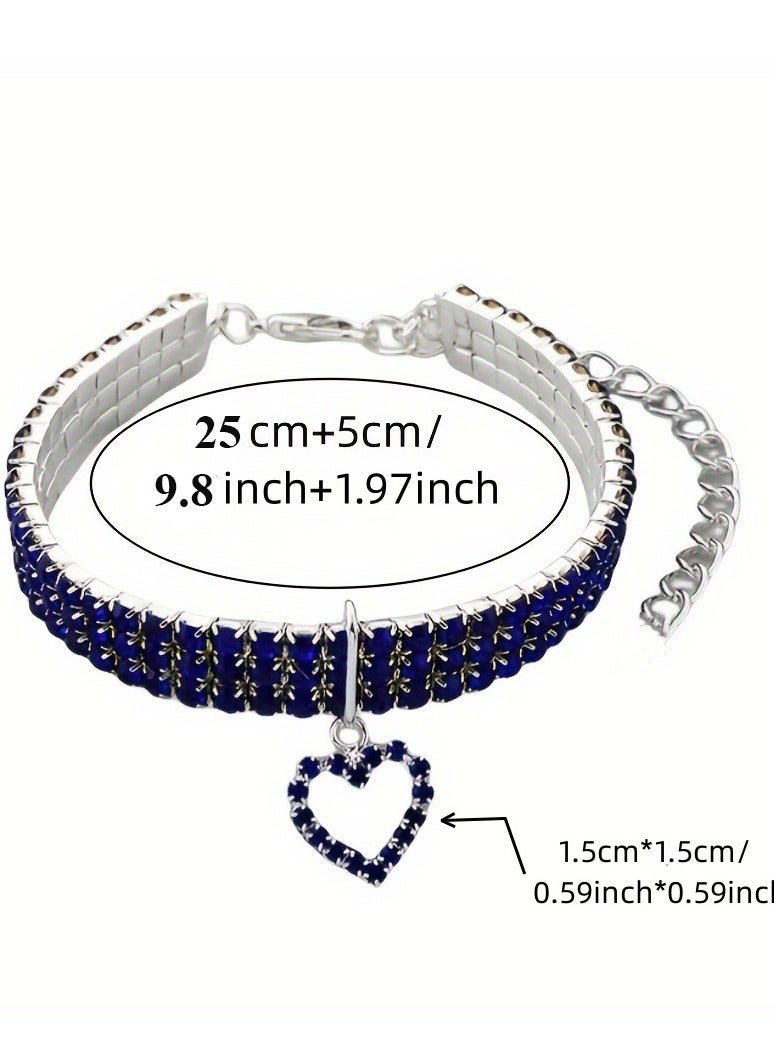Innoshine Adjustable pet necklace Elastic Cats & Dogs Pet Necklace collar with Love Heart shape pendant  Sparkling Rhinestone Studded Gemstone Jewelry Necklace for Cats and Small Dogs - Image 4