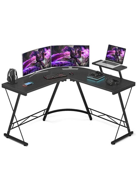 L Shaped Home Office Computer Corner Table 130cm Gaming Desk with Shelf