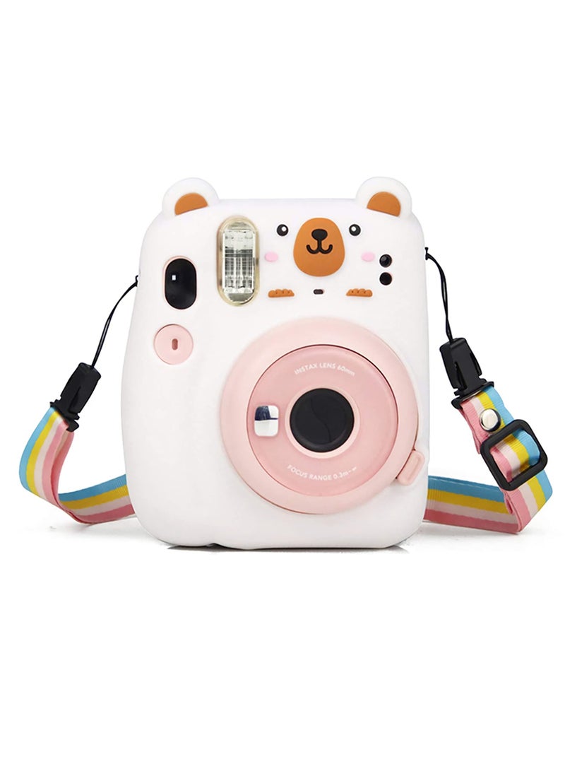 SOLARAE Camera Case for Fujifilm Instax Mini 11, Polaroid Camera Silicone Cute Case for Boys Girls Men Women Scenery Photos Pictures (Bear) - Image 1
