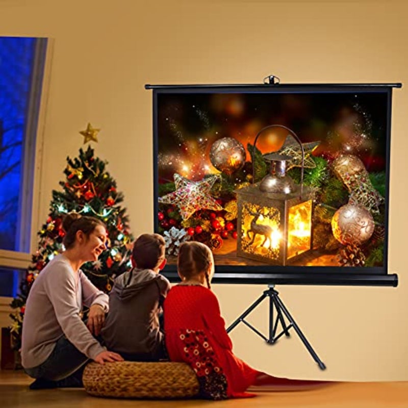 100 inches Projector Screen with Tripod Stand 4:3 Portable Projection Screen 4K 3D Projector Movies Screen for Home Office Indoor Outdoor Use - Image 3