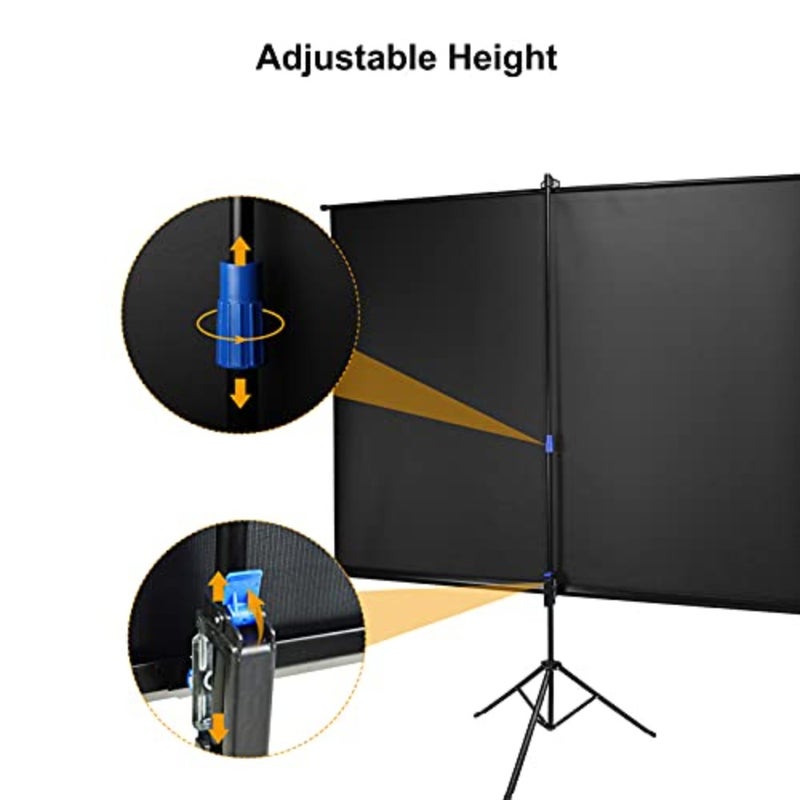 100 inches Projector Screen with Tripod Stand 4:3 Portable Projection Screen 4K 3D Projector Movies Screen for Home Office Indoor Outdoor Use - Image 4