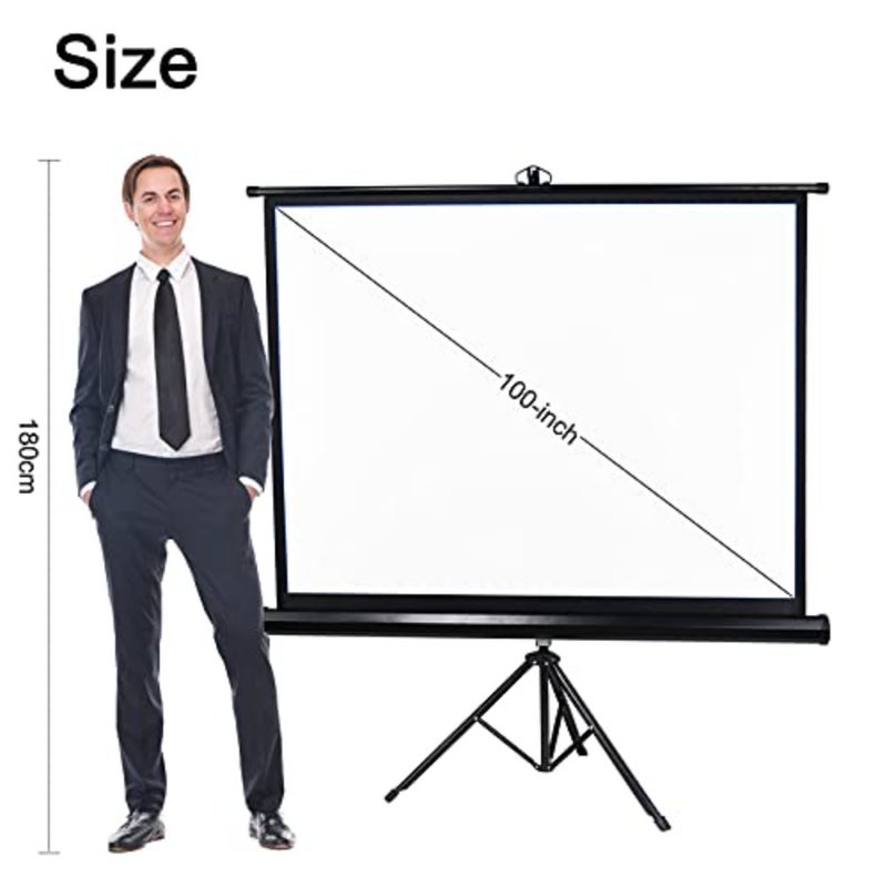 100 inches Projector Screen with Tripod Stand 4:3 Portable Projection Screen 4K 3D Projector Movies Screen for Home Office Indoor Outdoor Use - Image 5