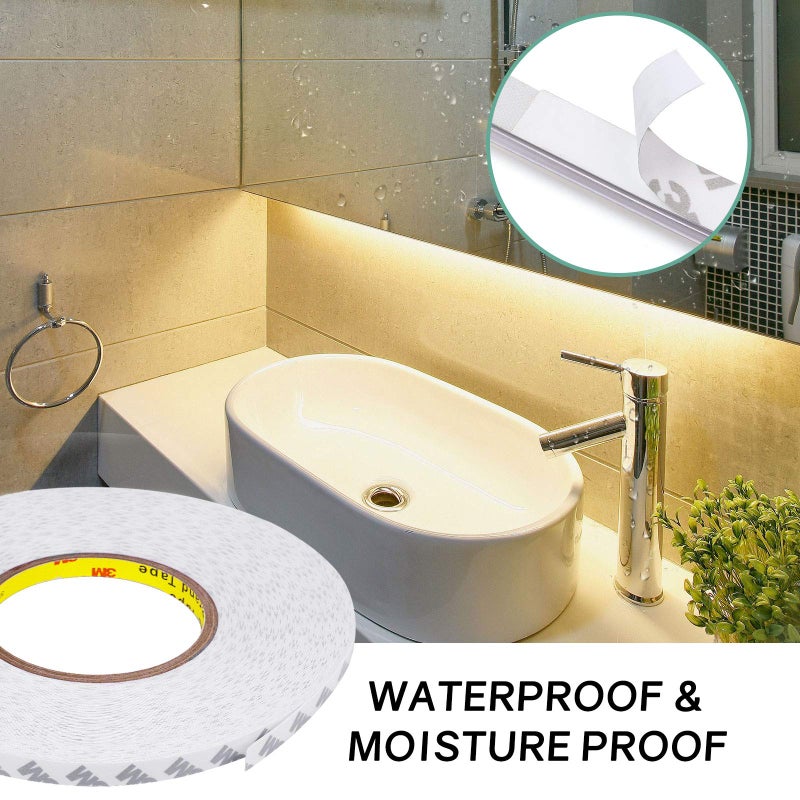 HitLights Double Sided Tape Heavy Duty, 164ft Waterproof Mounting Adhesive Tape, Removable Tape for Walls, Poster, LED Strip, Car Trim, Home/Office Decor, Craft Project, Made of 3M Tape, White (164ft x 0.39in) - Image 2