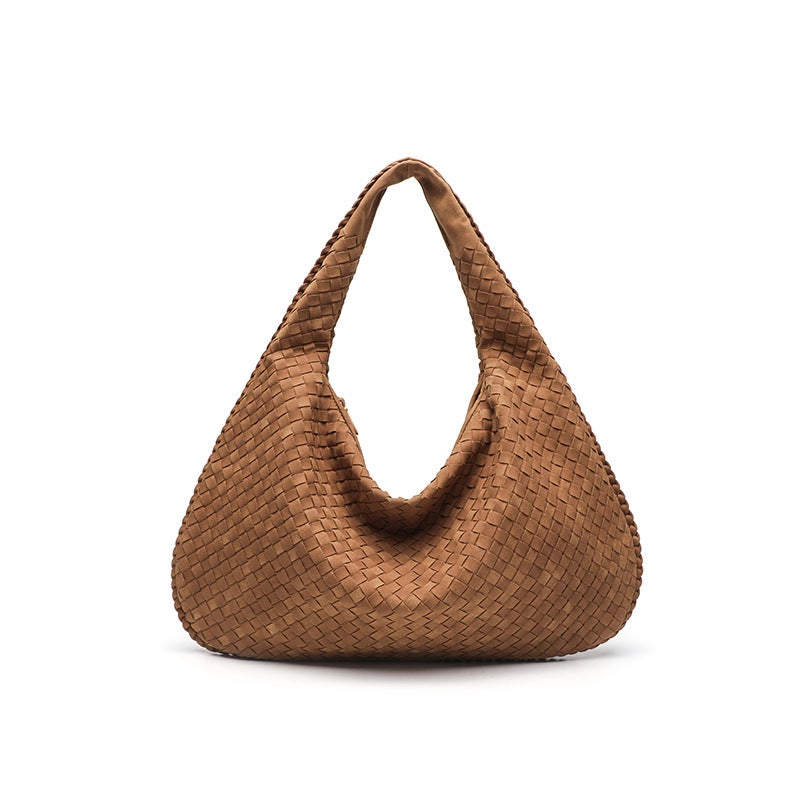 حقيبة كتف كلاسيكية كبيرة السعة مصنوعة يدويًا 2024 جديدة عصرية بسيطة حقيبة تنقل للنساء كاكي (متوفر في المخزون) - Image 2